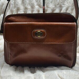 EUC Patricia Nash British Tan Vintage Vegetable Tanned Leather Crossbody Bag